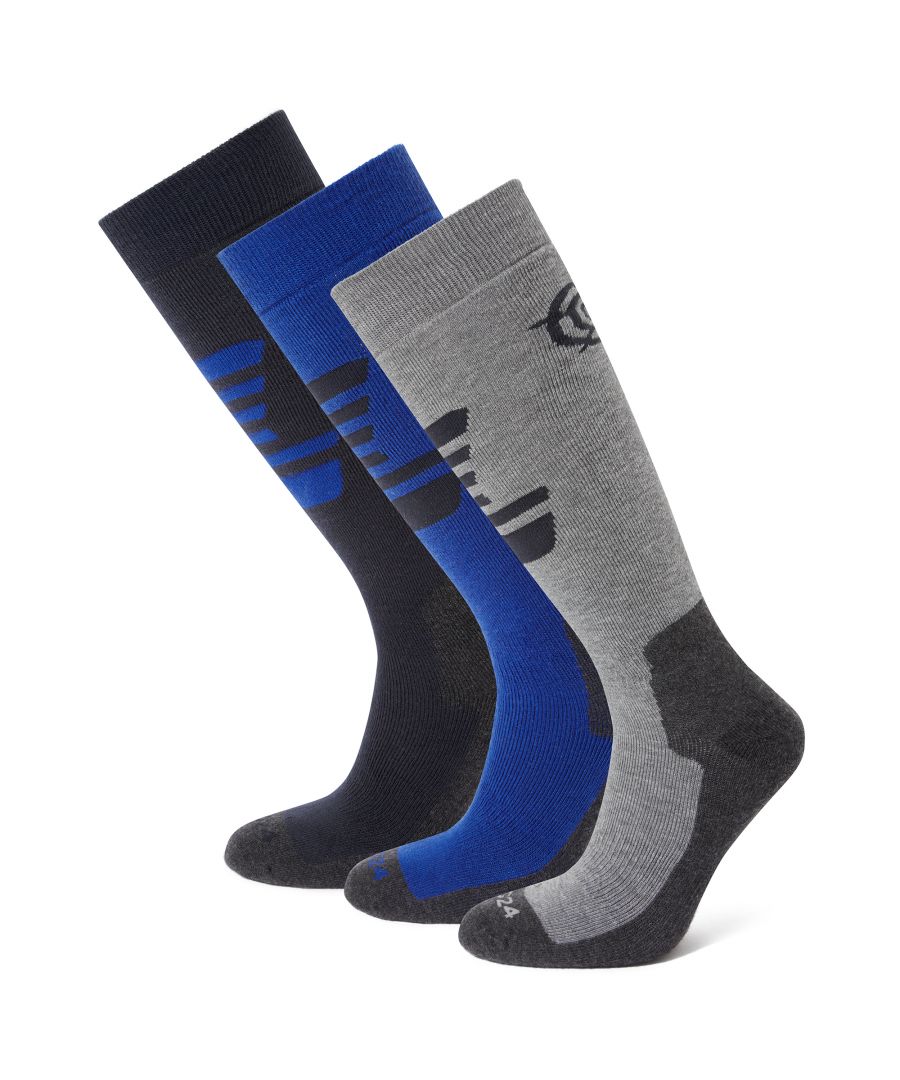 TOG24 Bergenz 3 Pack Mens Ski Socks Dark Indigo/Royal Blue/Light Grey Marl - One Size