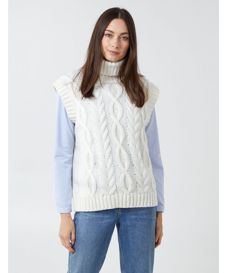 Image for LILA - Cable Knit Roll Neck Vest
