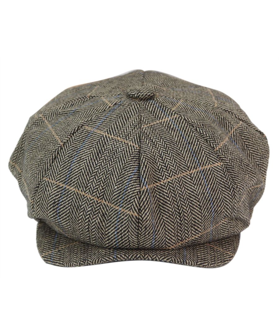 Infinity Leather Mens Peaky Blinders Herringbone Hat - Tan - Size Large