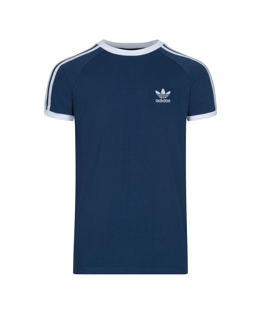 ADICOLOR CLASSICS 3-STRIPES T-SHIRT\nA SLIM-FITTING COTTON TEE WITH ICONIC 3-STRIPES.\nNo need to overcomplicate things. Keep your adidas look real, real chill when you wear this t-shirt. Contrast details give you understated style to take it from an ordinary tee to an above-average tee. So soft, you may want to wear it all the time.\nOur cotton products support sustainable cotton farming. This is part of our ambition to end plastic waste.\nSPECIFICATIONS\nSlim fit\nRibbed crewneck\n100% cotton single jersey\nSingle jersey\nProduct colour: Navy