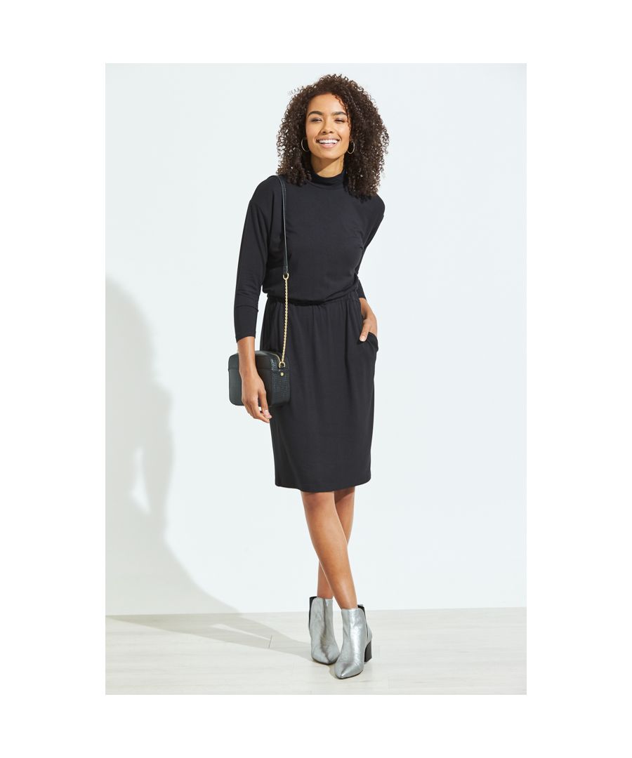 Image for Black Super Soft Stretch Waist Jersey Dress