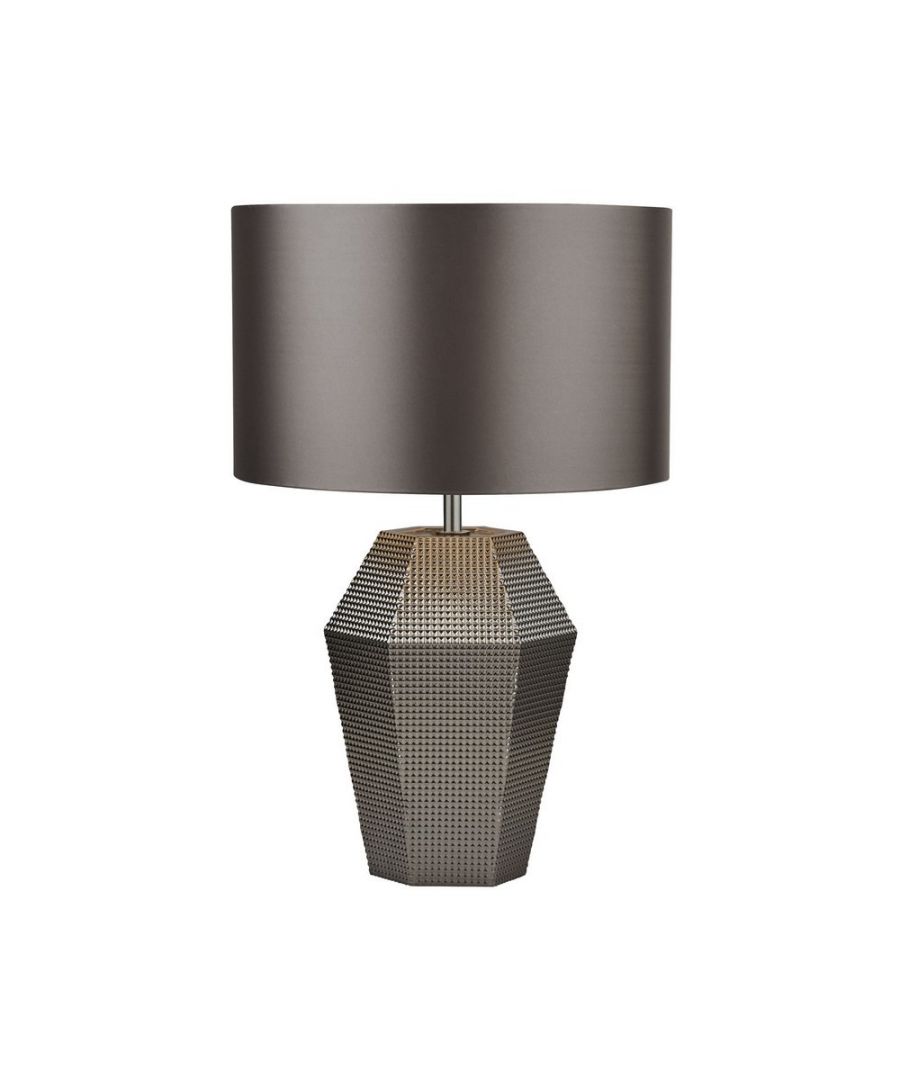 Image for Table Lamp Smoked Glass with Grey Drum Shade