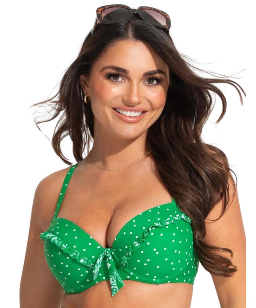 Pour Moi Womens Getaway Padded Bikini Top - Green Polyamide - Size 36D