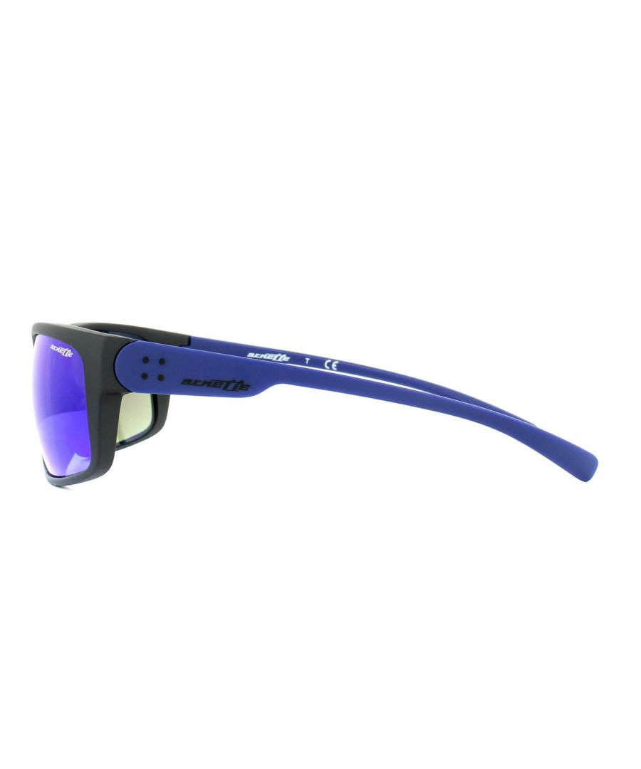 Arnette Wrap Mens Matt Black Blue Mirror Sunglasses - One Size