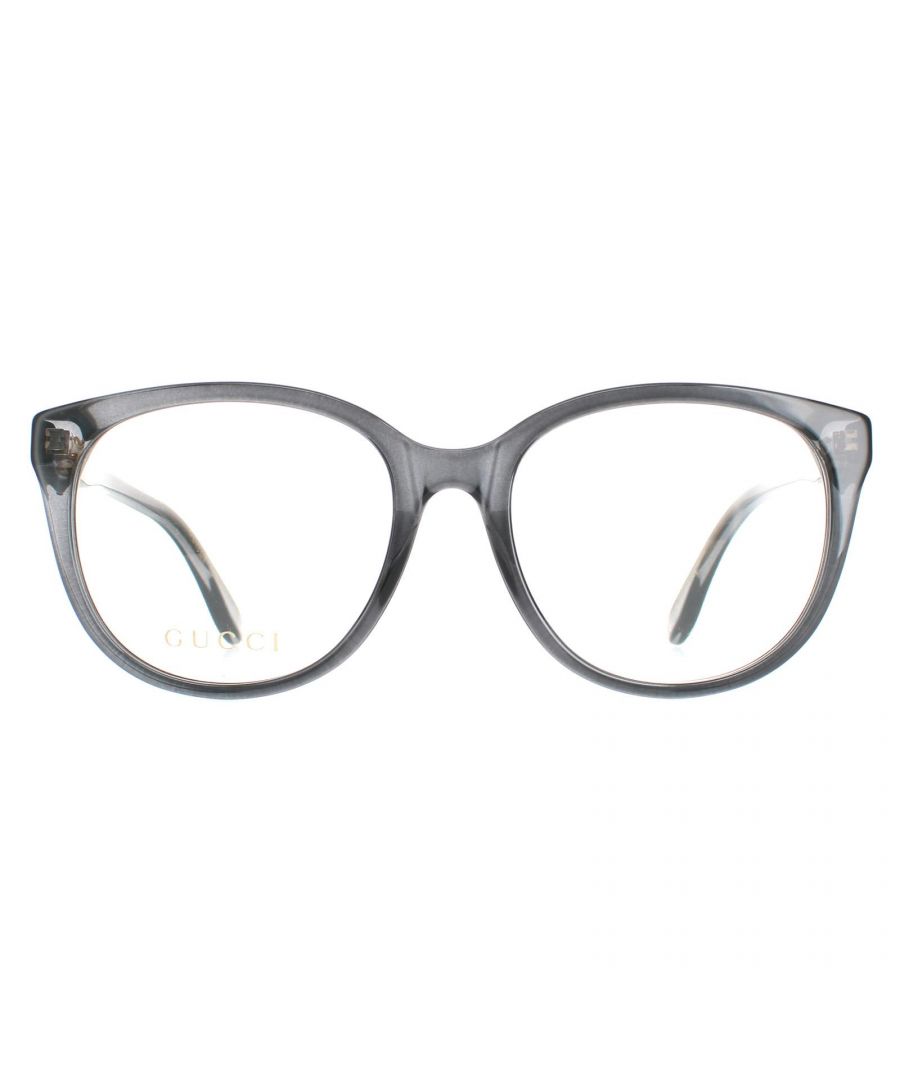 Gucci Round Womens Grey GG0791O  Glasses are a fashionable round style crafted from lightweight acetate. The Gucci logo features on the slender temples for brand recognition.