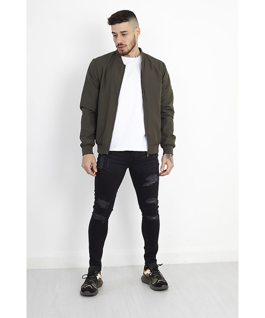 Brave Soul Mens Khaki 'Sanjay' Bomber Jacket - Size Small