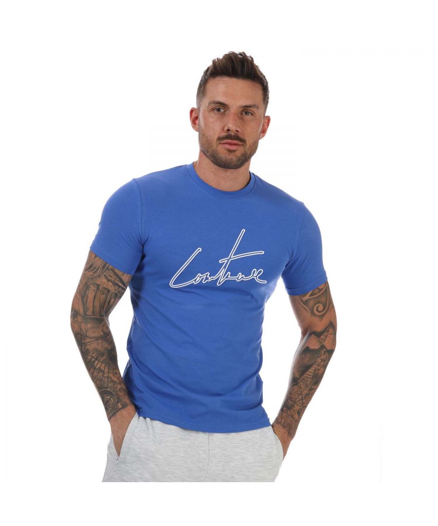 Image for Men's Couture Club Signature Outline Slim T-Shirt in Blue