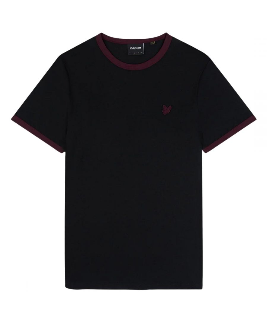 Lyle & Scott Mens Tonal Ringer Black T-Shirt Cotton - Size X-Large - Secret Sales