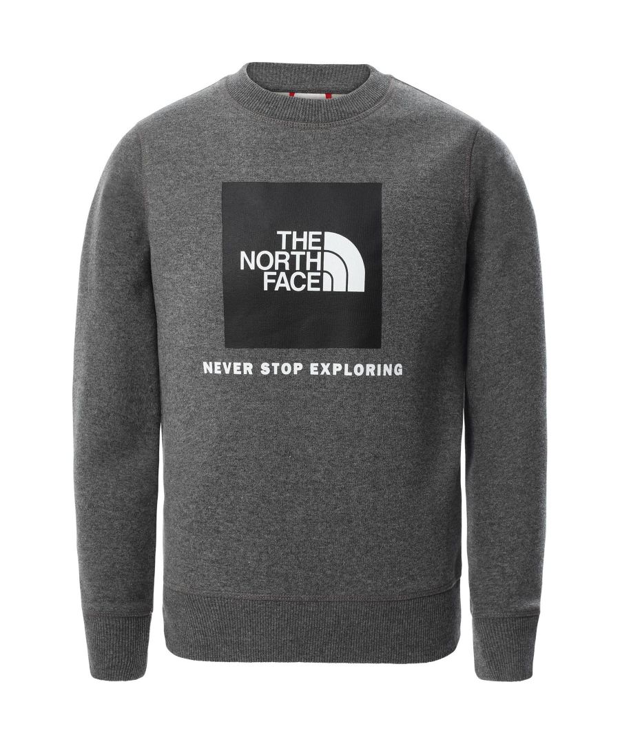 The North Face Youth Box Unisex Childrens Never Stop Exploring Sweatshirt. Zachte sweatshirtstof. Fleece met geborstelde rug. Ronde hals, geribbelde zoom en manchetten. Logodetail op de achterkant, grote print op de achterkant op de voorkant.