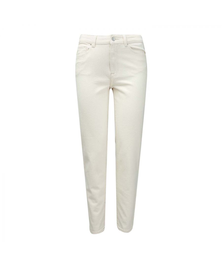 Only Womenss Emily Straight Fit High Waist Jeans in Ecru - Cream Cotton - Size 28 Regular