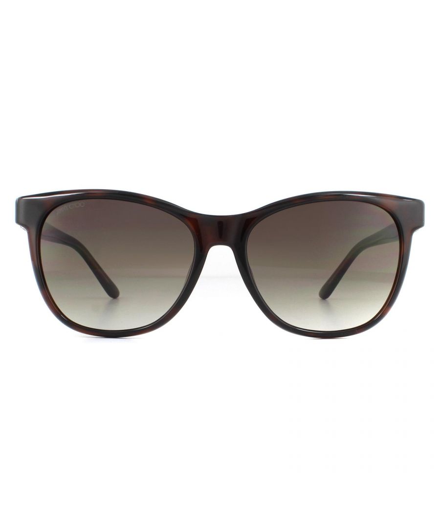 Jimmy Choo Sunglasses JUNE/F/S 086 HA Havana Brown Gradient are a cat eye style crafted from lightweight acetate. The Jimmy Choo logo is engraved into the temples for brand authenticity