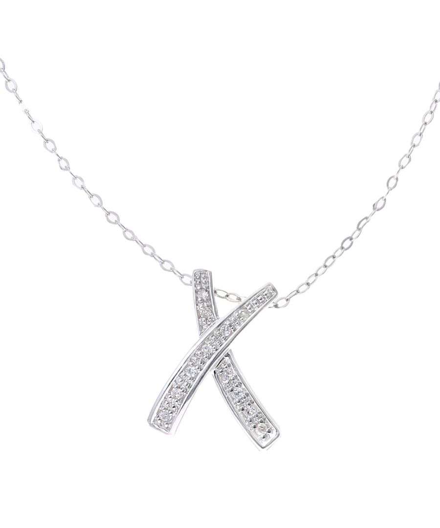 Image for 9ct White Gold Pave Set Diamond Kiss Pendant and 18
