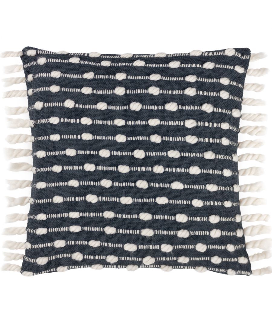 furn. Dhadit Woven Tufted Striped Cushion Cover - Navy Polycotton - One Size