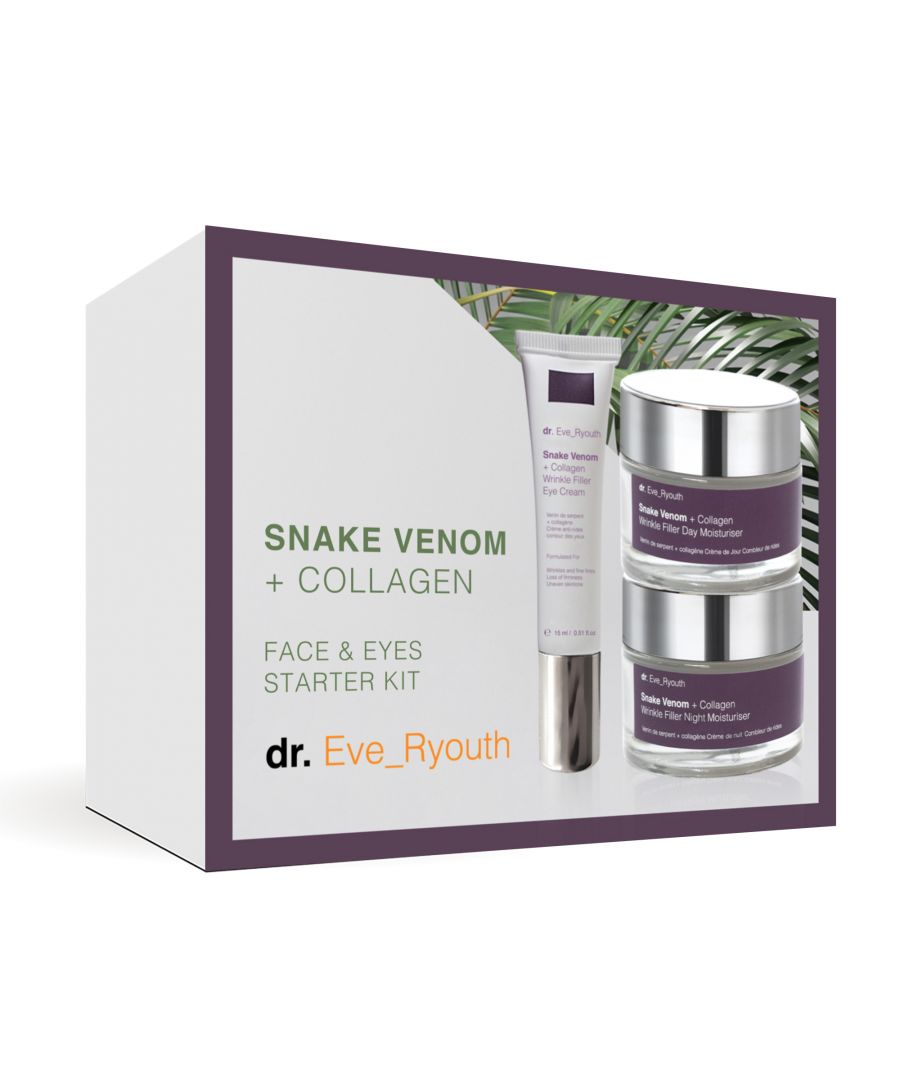 Snake Venom + Collagen Wrinkle Filler Day Moisturiser 50ml\n\nFormulated for:\nWrinkles and fine lines\nLoss of plumpness\nDehydrated skin\n\nWrinkle Filler Day Moisturiser is specially formulated for skin with fine lines and wrinkles and that has lost it youthful plumpness. It contains a synthetic snake venom peptide that helps to reduce deep wrinkles and fine lines, this combined with collagen aims to give the skin plumper more youthful look.\n\nFacts:\n+1 super wrinkle ingredient\n+2 super hydration boosting ingredients\n+ More than 10 active ingredients in total\n+ Contains ingredients that are used widely in sunscreens