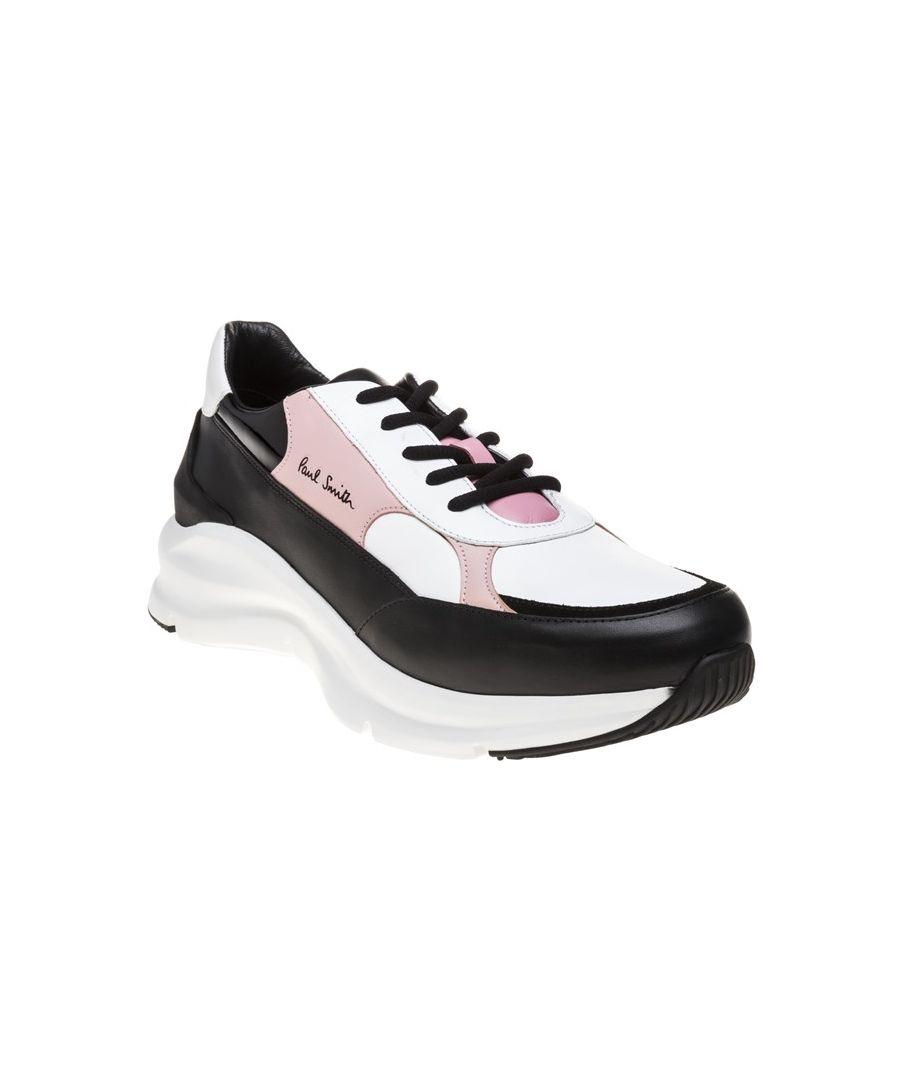 Crafted From Smooth Leather, The Explorer Mens Trainer From Ps By Paul Smith Is The Epitome Of Sports Luxe. Boasting A Bold White Chunky Sole, The Sleek Monochrome And Pink Silhouette Is Finished With A Padded Collar For A Supreme Wear.