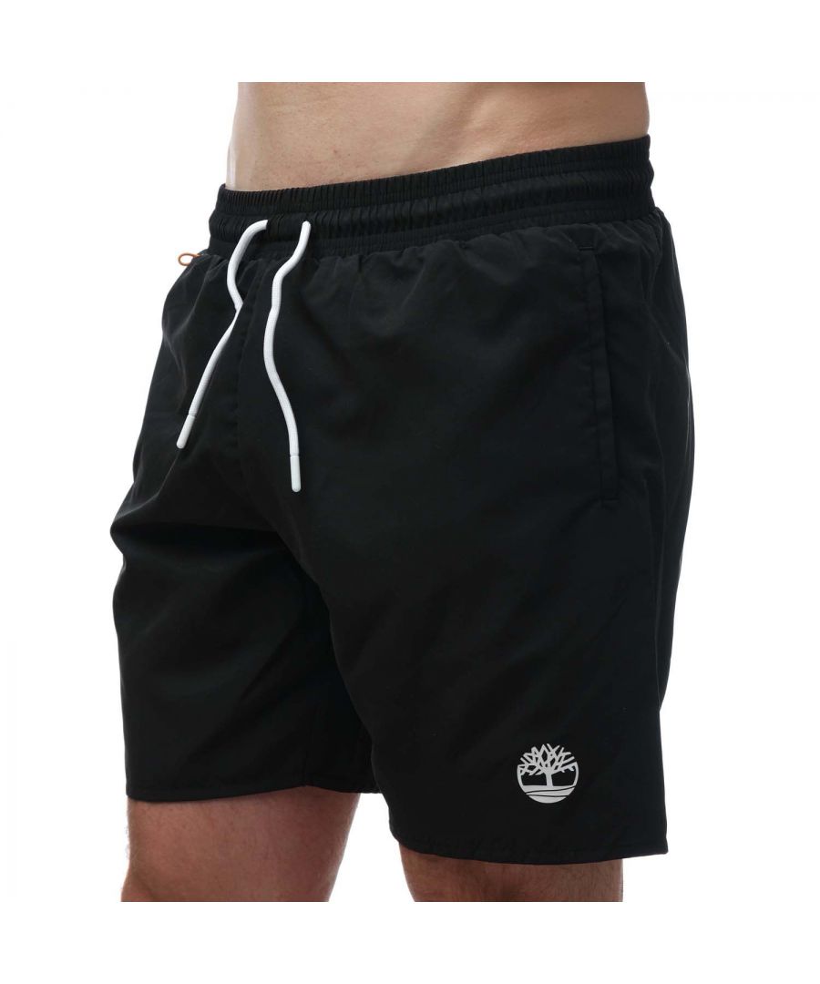 Timberland Mens Sunapee Lake Solid Swim Shorts in Black - Size Small