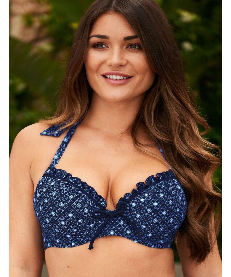 Pour Moi Womens 40000 Daydreamer Padded Halterneck Bikini Top - Blue - Size 32DD