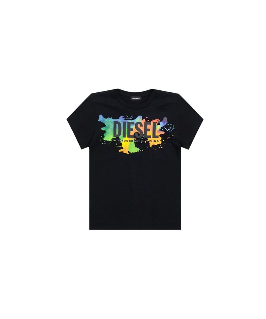 Image for Diesel Boys T-shirt with Multicoloured Logo Black