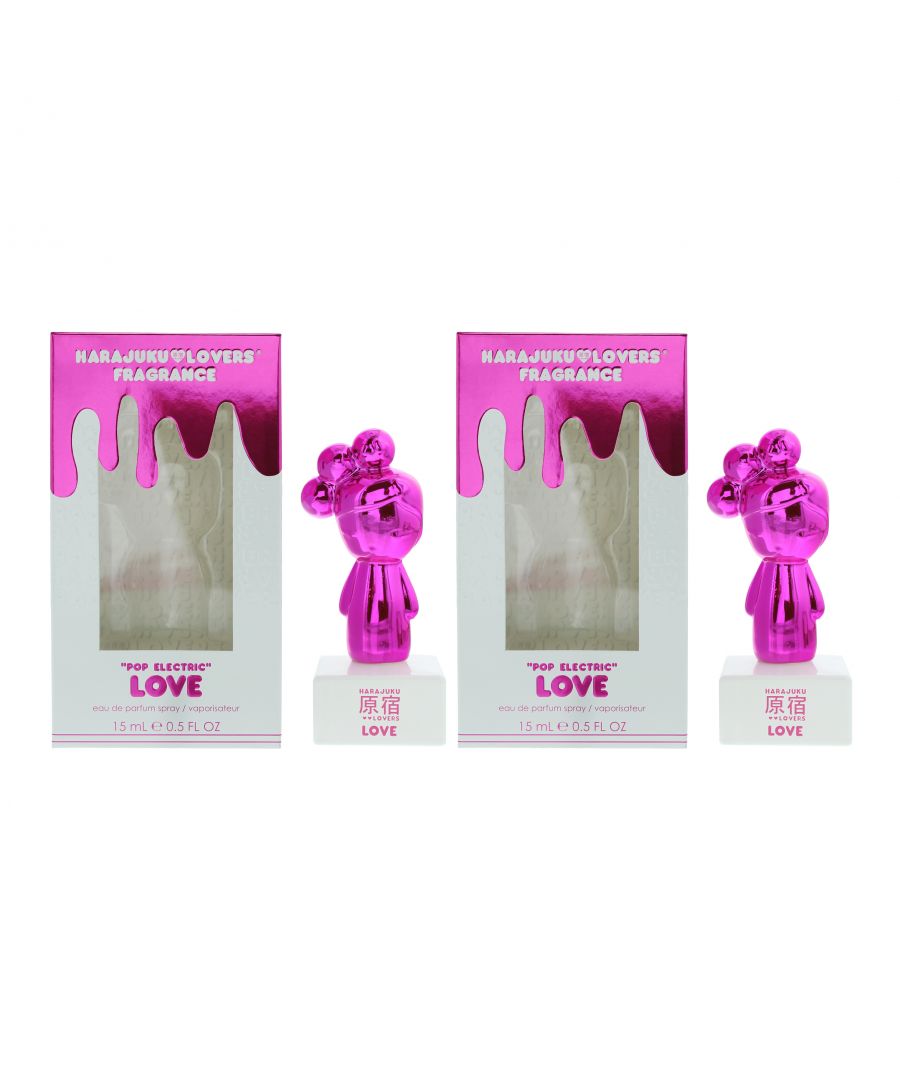 Gwen Stefani Womens Harajuku Lovers Pop Electric Love Eau de Parfum 15ml Spray For Her x 2 - One Size