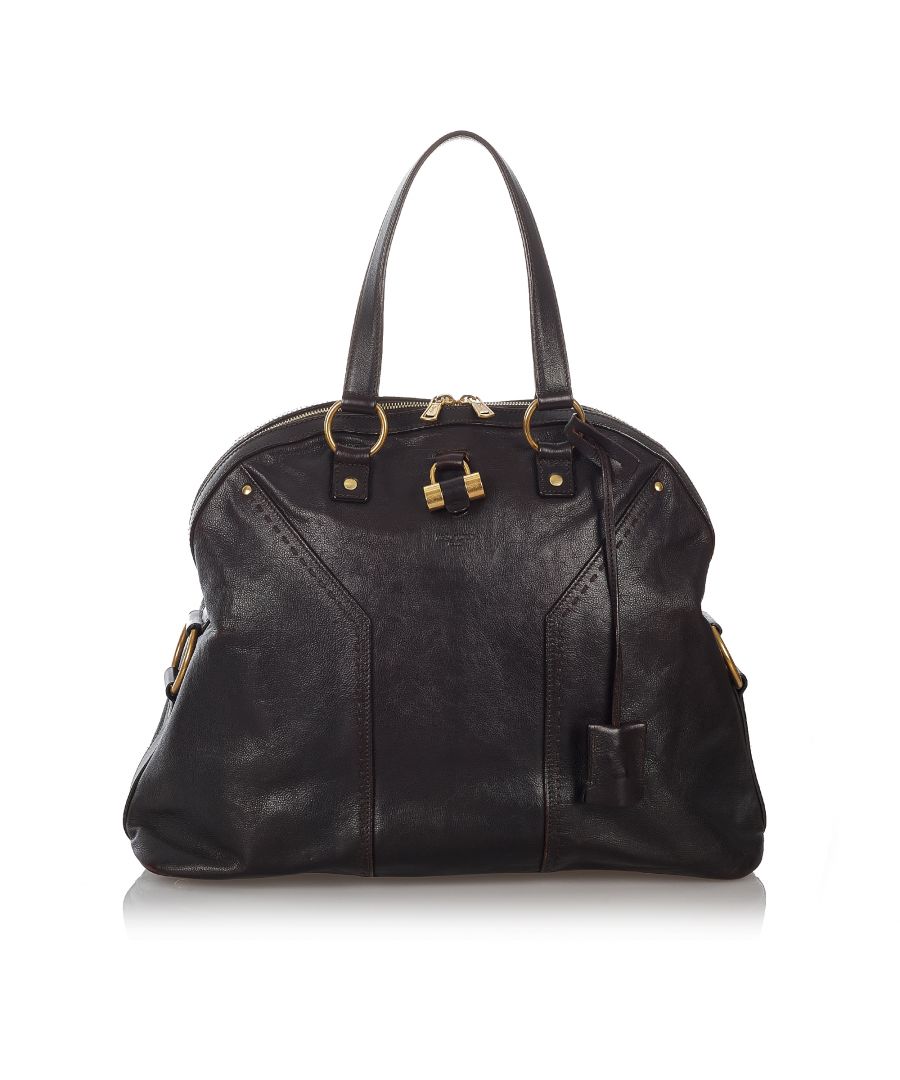 Vintage YSL Muse Leather Shoulder Bag Black