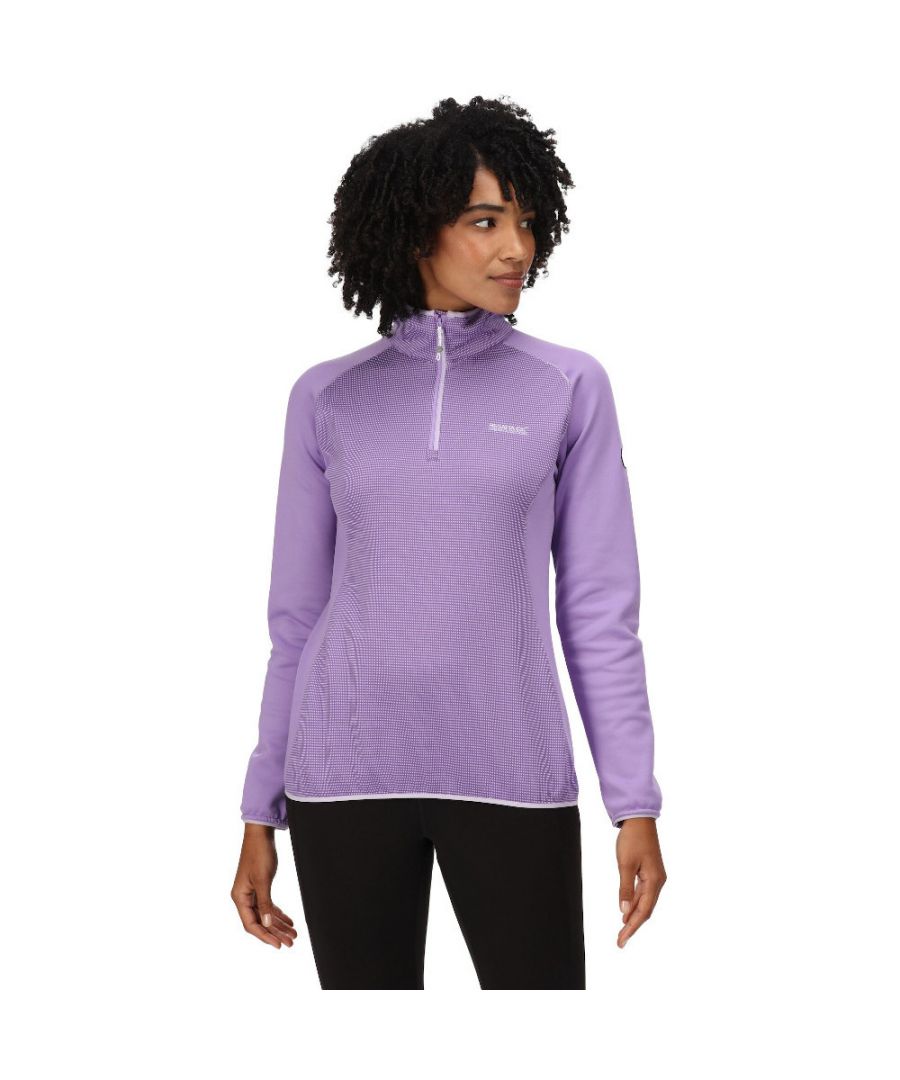 Regatta Womens Montes Half Zip Lightweight Mini Stripe Fleece Top Purple Sports 