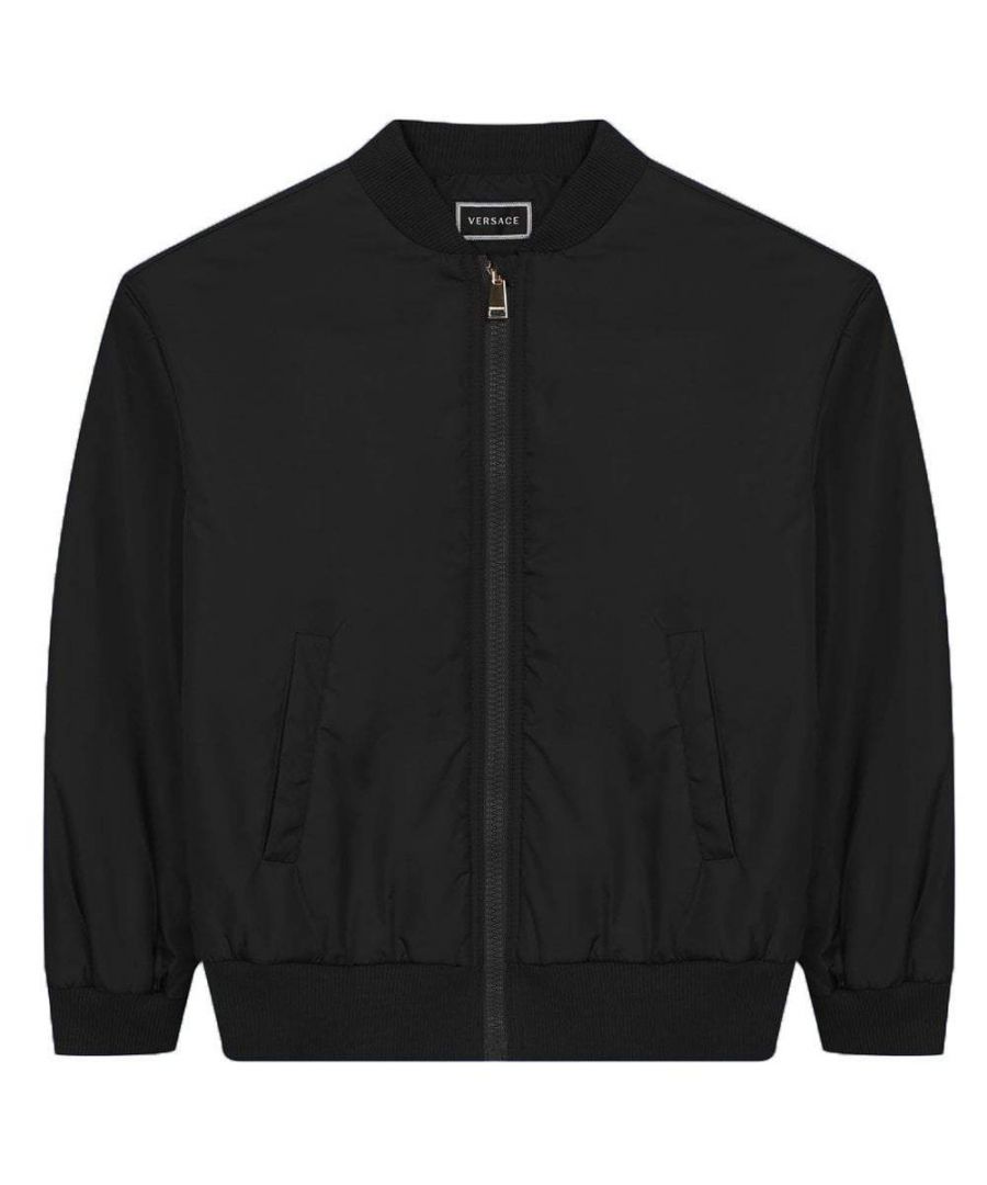 Image for Young Versace Boys Reverse Logo Bomber Jacket Black