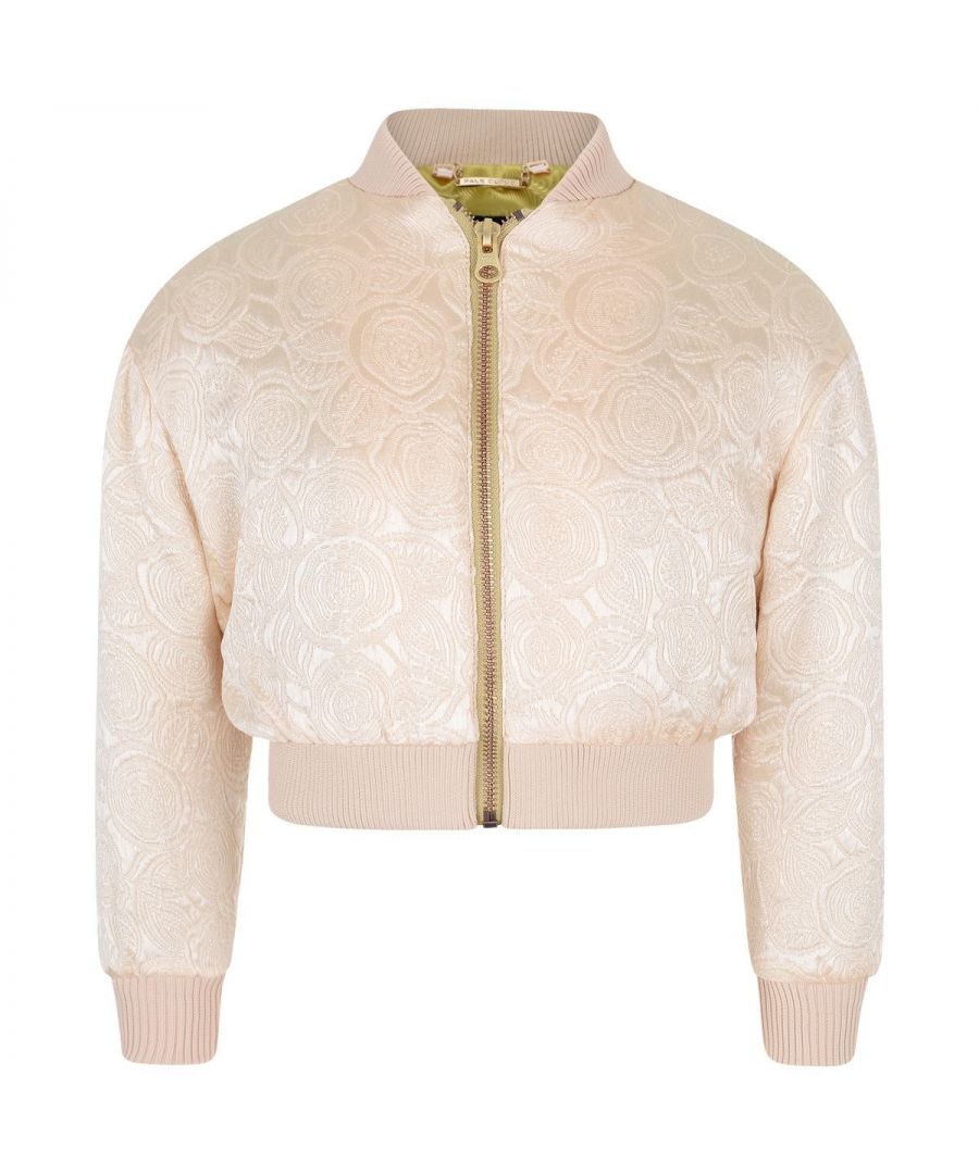 Pale Cloud Girls Peach Silk Brocade Jacket - Size 12Y