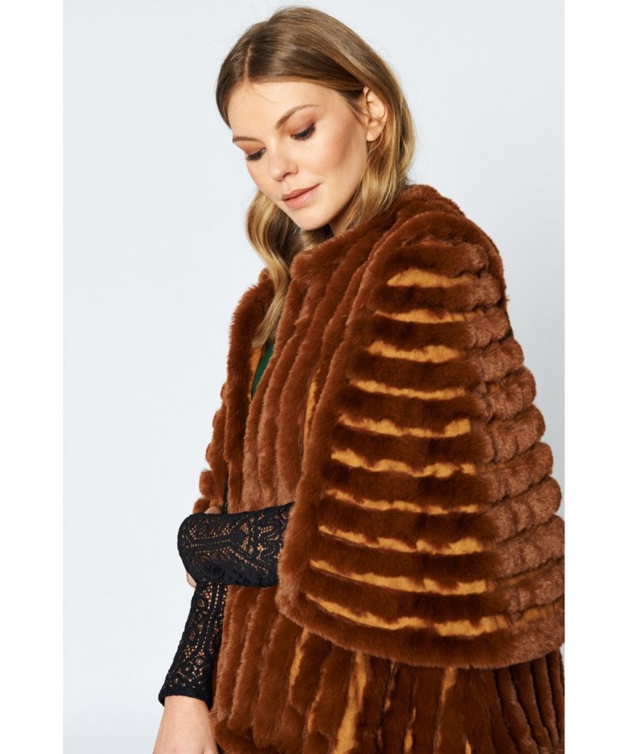 Image for Faux Fur Striped Coat
