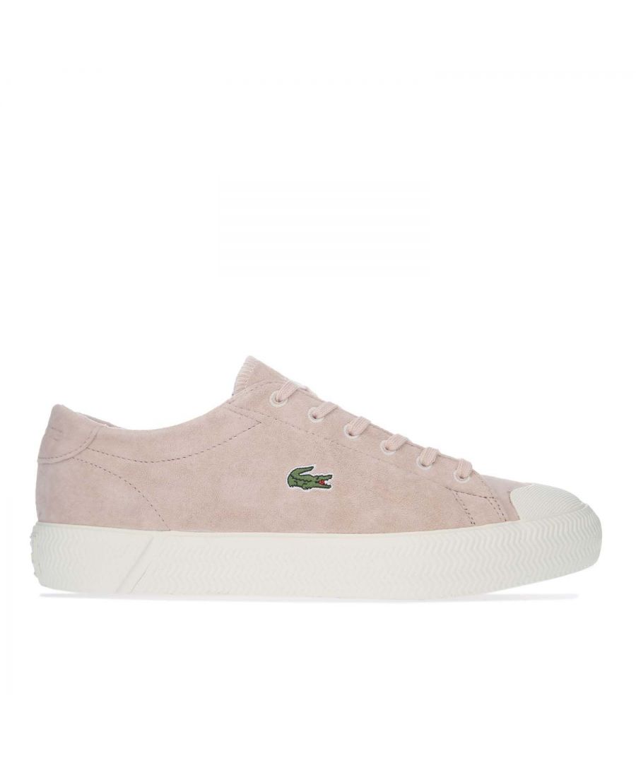 Womens Lacoste Gripshot Trainers in pink.- Nubuck uppers.- Lace up fastening.- Comfortable textile lining.- Ortholite sockliner for comfort and odour control.- Low-profile.- Embroidered Lacoste lettered branding at tongue and back heel.- Contrast suede heel patch with debossed Lacoste lettered branding.- Embroidered crocodile to side.- Rubber outsole.- Leather upper  Textile lining  Synthetic sole.- Ref: 742CFA00142E5