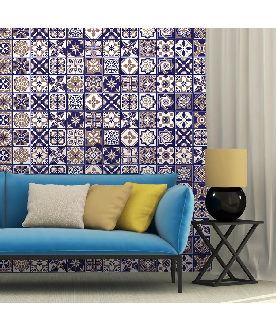 - The deep blues and graceful arches in this design are the perfect addition to any home, modernist or traditional! \n- Give your home the feel of a luxury resort with just a few simple touches, and without spending a fortune!\n- To apply these Walplus tile stickers, simply peel and stick onto any smooth, flat surface, no other assembly required.\n- Package Contains:  12 pieces of stickers 20 x 20 cm, Coverage area: 0.48m2