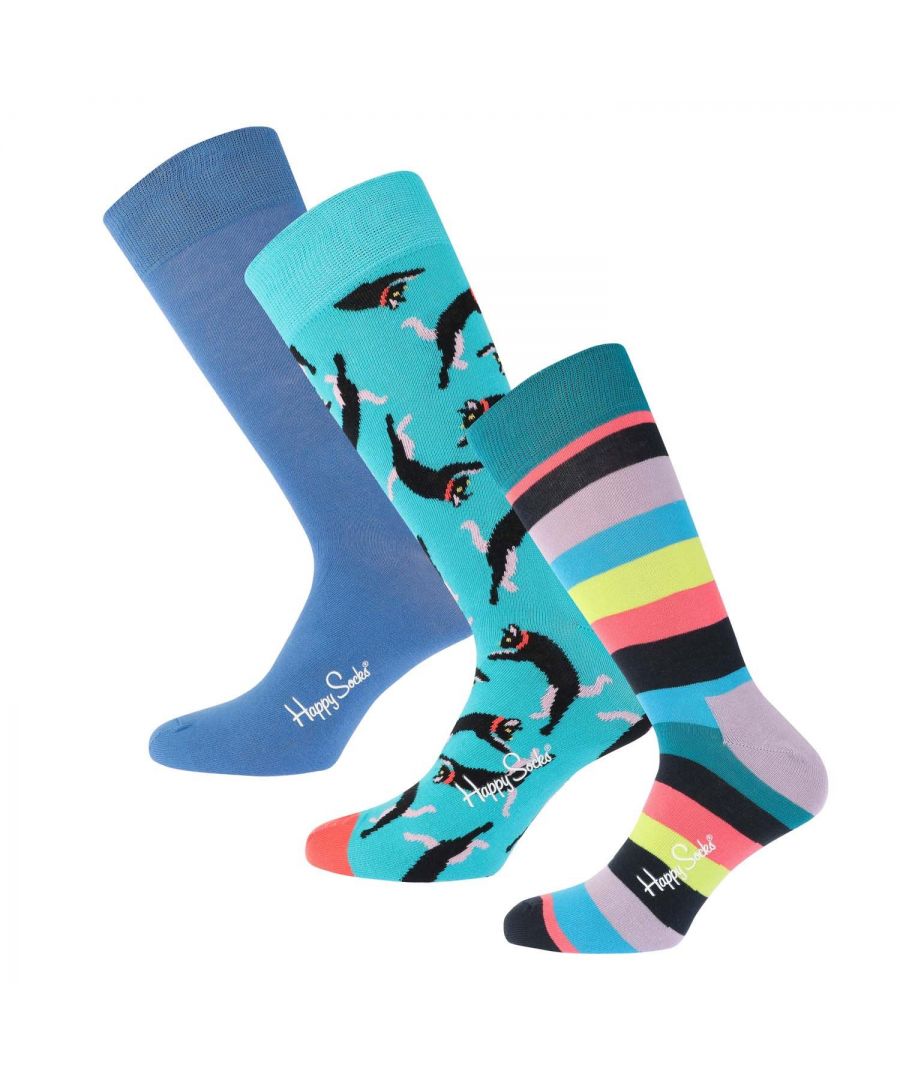 Happy Socks 3 Pack Socks Gift Box Set in multi colour.- Reinforced heel & toe.- Combed cotton.- 86% Cotton  12% Polyamide  2% Elastane.- Ref: P000562