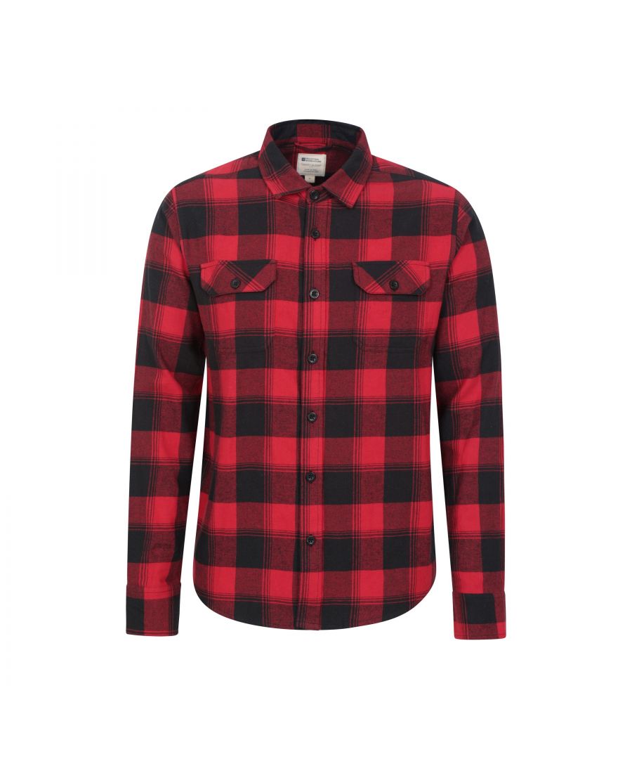 Mountain Warehouse Mens Trace Flannel Long-Sleeved Shirt (Red) Cotton - Size Small - Secret Sales