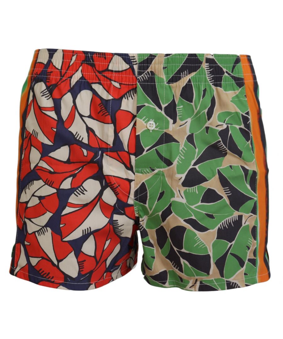 Dsquared2 Mens Beachwear Swim Shorts with Floral Print - Multicolour Cotton - Size IT 48 (Men's)