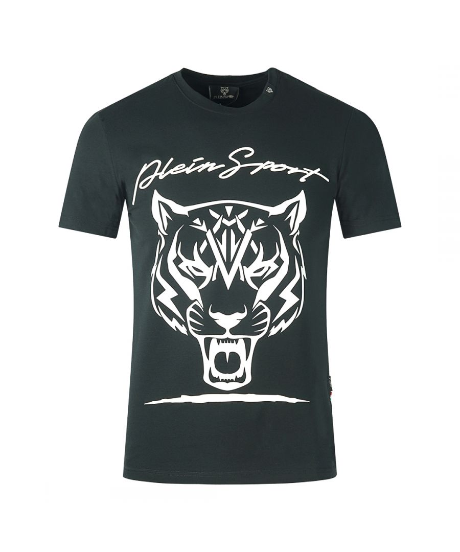 T-shirt en coton Plein Sport pour homme, avec impression sur le devant et logo en relief dans le dos, fabriqué en Italie.