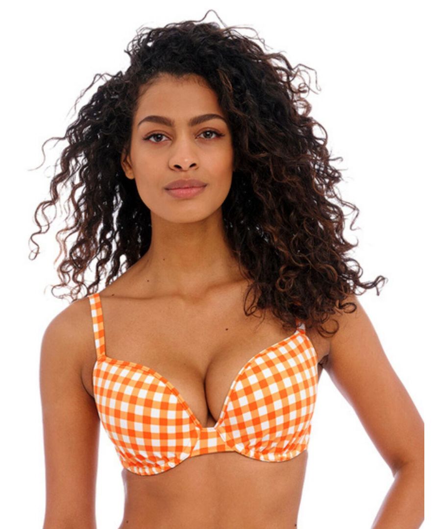 Freya Womens 201908 Check In Underwired Moulded Bikini Top - Orange Elastane - Size 32D