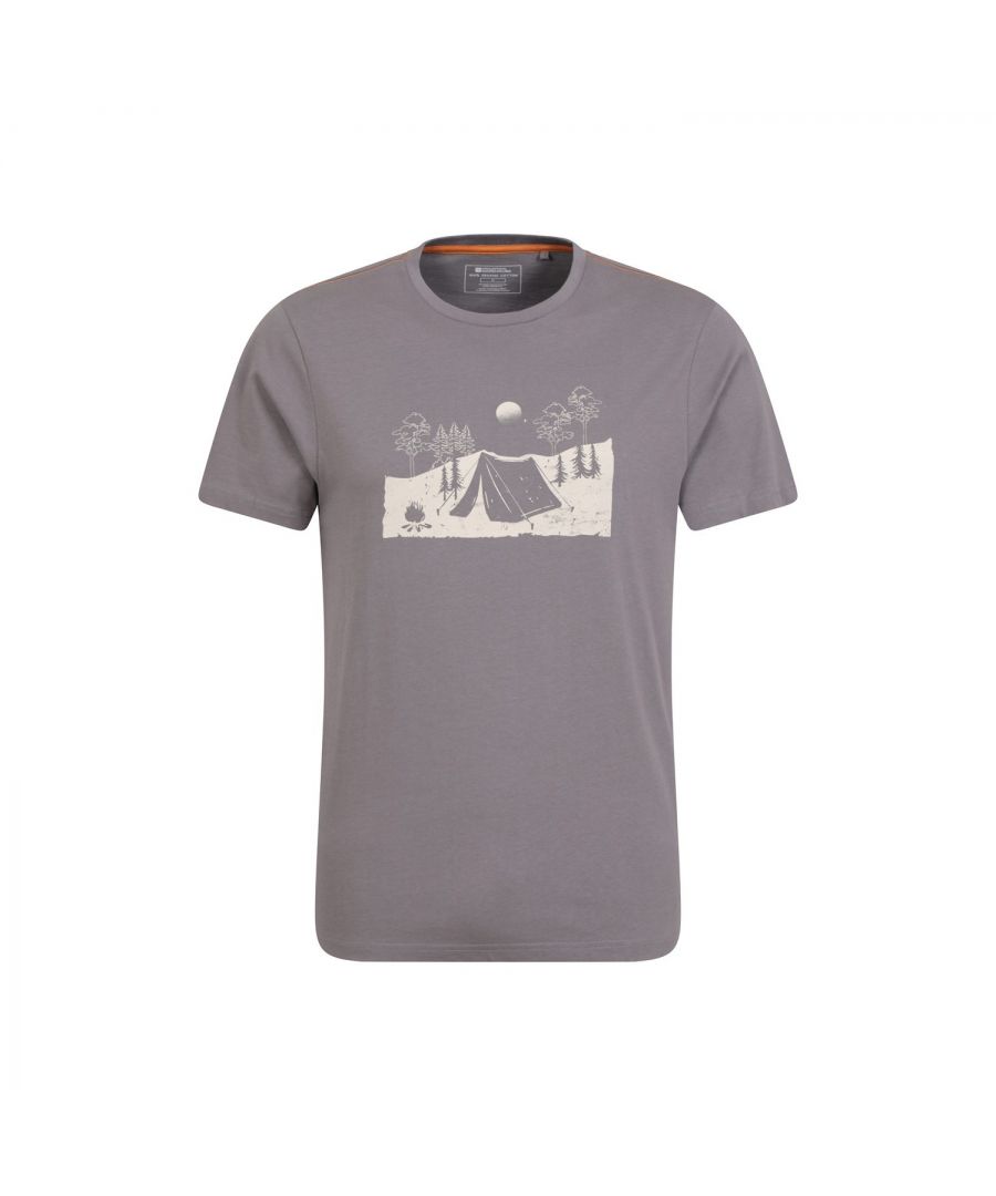 Mountain Warehouse Mens Camping Sketch Organic T-Shirt (Grey) - Size Medium - Secret Sales
