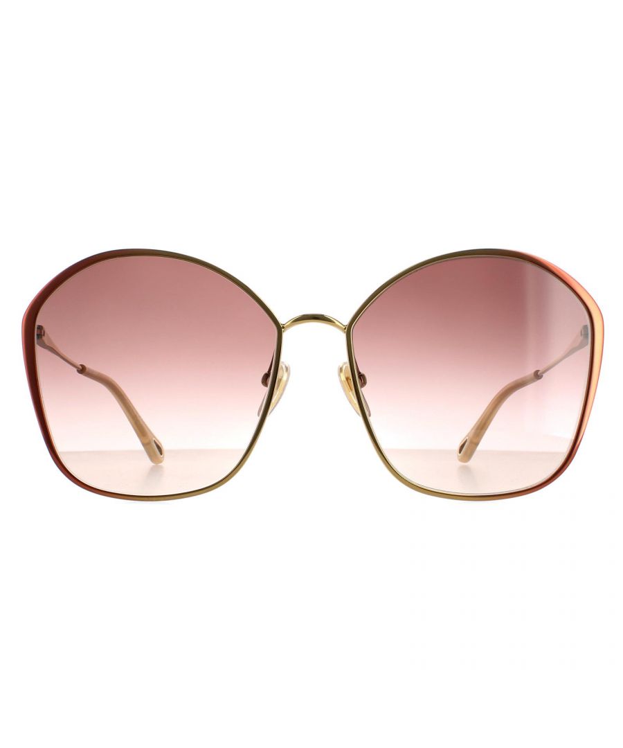 Chloe Square Womens Dark Brown Gold  Brown Gradient CH0015S  Sunglasses are a stunning square style crafted from lightweight metal. The silicone nose pads and plastic temple tips ensure a comfortable all round fit. Chloe's logo is engraved into the slender temples for authenticity.