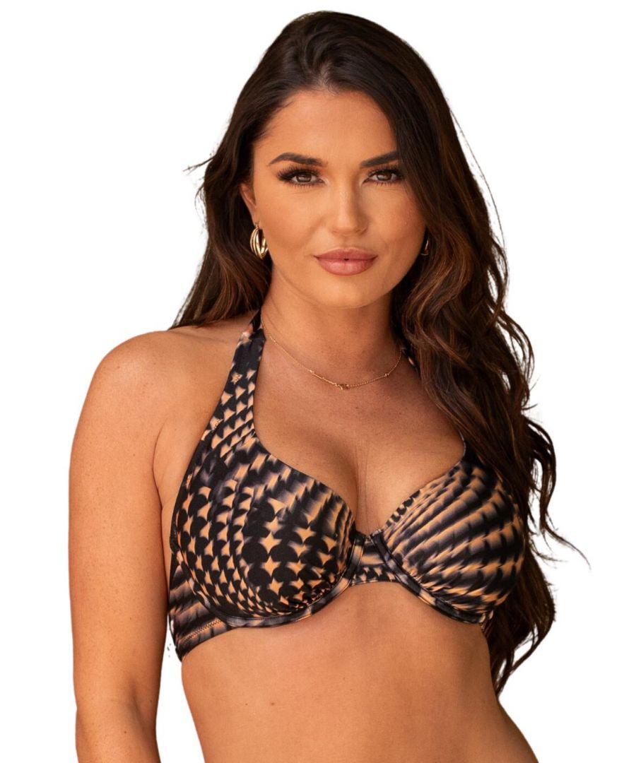 Pour Moi Womens Portofino Halter Underwired Bikini Top - Brown Polyamide - Size 34D