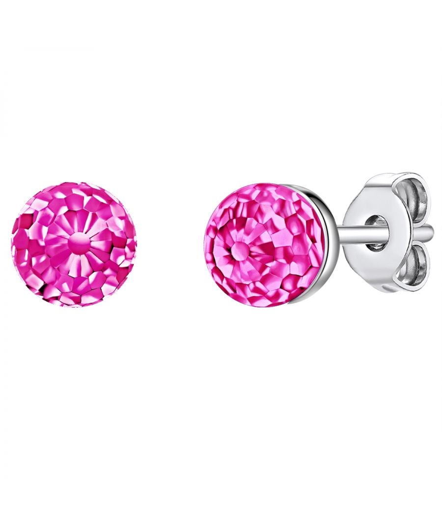 rafaela donata womens stud earring sterling silver embellished with swarovski crystals pink - one size
