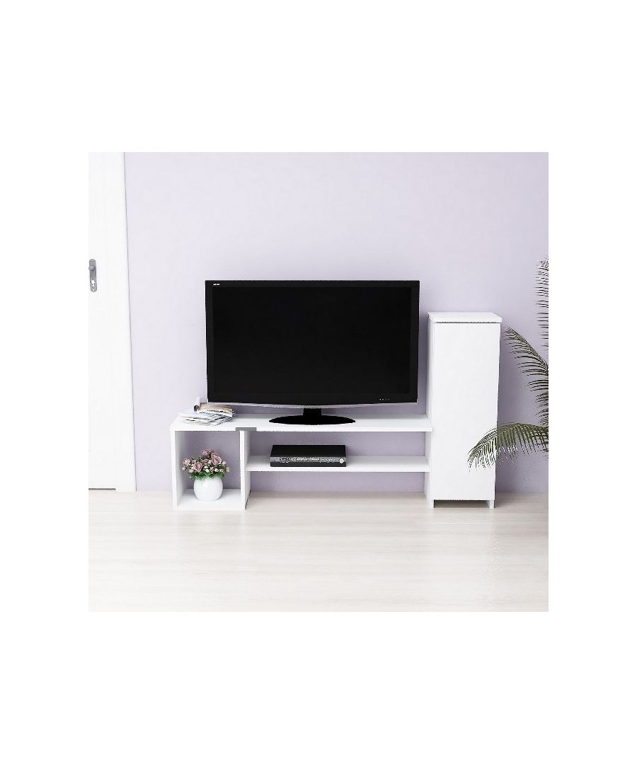 This elegant and functional TV cabinet is the perfect solution for television and all digital devices. Suitable for keeping accessories tidy. Thanks to its design it is ideal for the living area. Mounting kit included, easy to clean and easy to assemble. Color: White | Product Dimensions: W151xD29,5xH90 cm | Material: Melamine Chipboard | Product Weight: 22 Kg | Supported Weight: 25 Kg | Packaging Weight: 22,7 Kg | Number of Boxes: 1 | Packaging Dimensions: 125x33,8x12 cm.