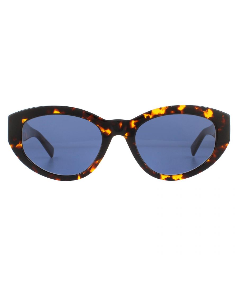 MaxMara Sunglasses Berlin II/G 086 KU Dark Tortoise Blue Avio are an ultra chic cat eye style crafted from bold acetate. The thick temples feature the elaborate Max Mara M logo in metal on each temple.