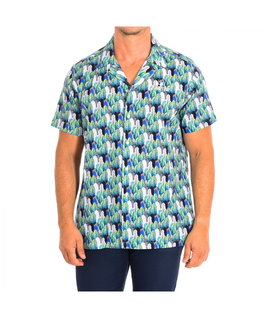 La Martina Mens Short Sleeve Shirt TMC024-PP575 man - Green Cotton - Size 2XL - Secret Sales