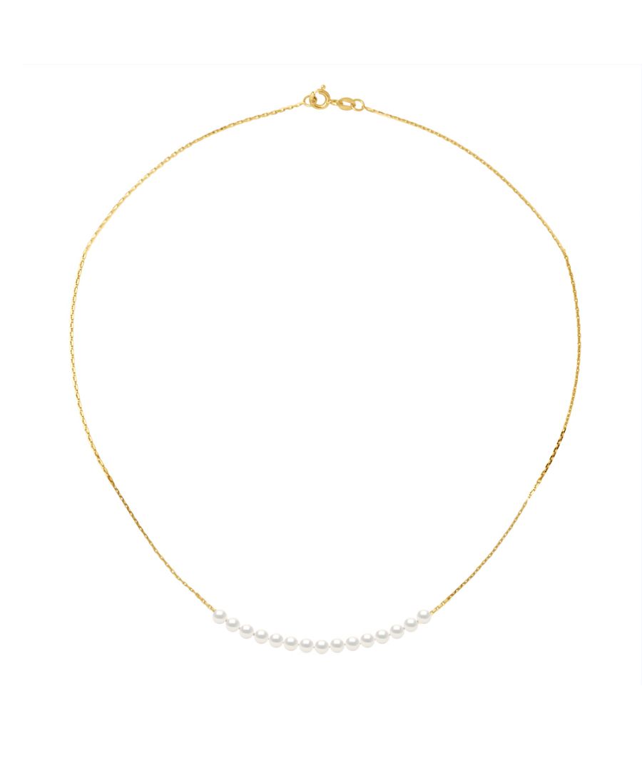 Image for DIADEMA - Necklace - 15 Real Freshwater Pearls - Cable Chain in Yellow Gold