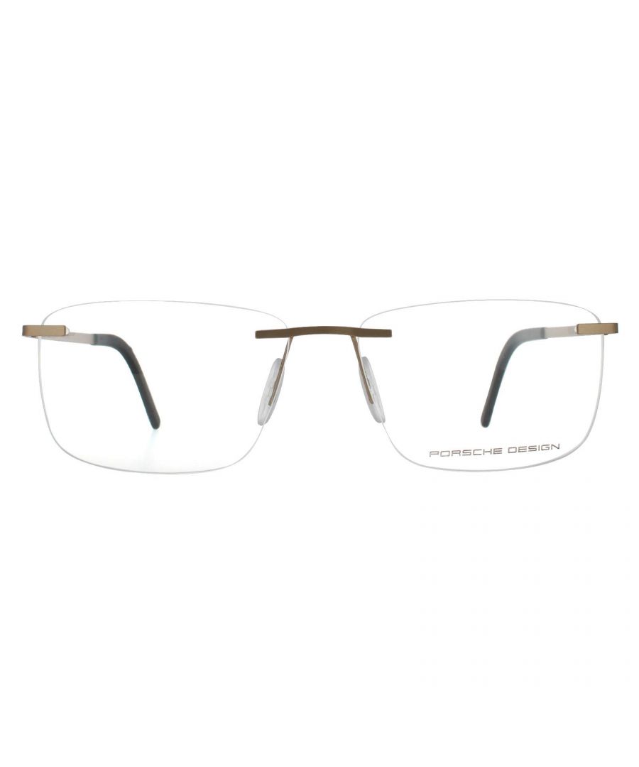 porsche design rimless mens gold glasses frames metal - one size