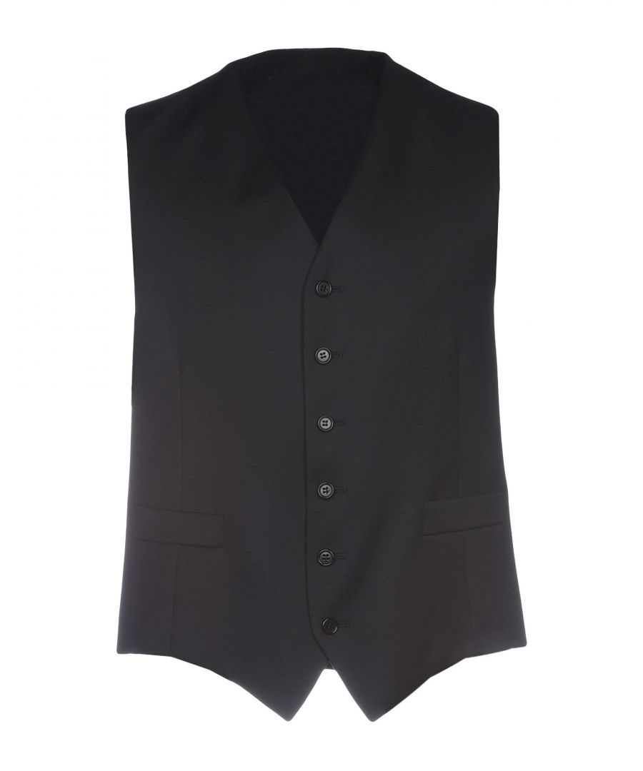 cool wool, satin, half-belt, basic solid colour, multipockets, button closing, v-neck, single-breasted , sleeveless, fully lined, button closing waistcoat with belt