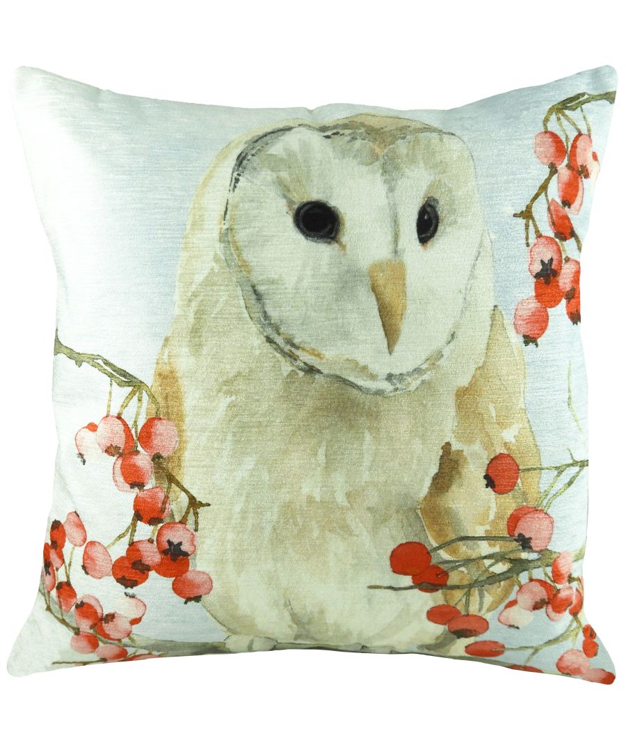 Evans Lichfield Xmas Owl Watercolour Feather Filled Cushion - Multicolour - One Size