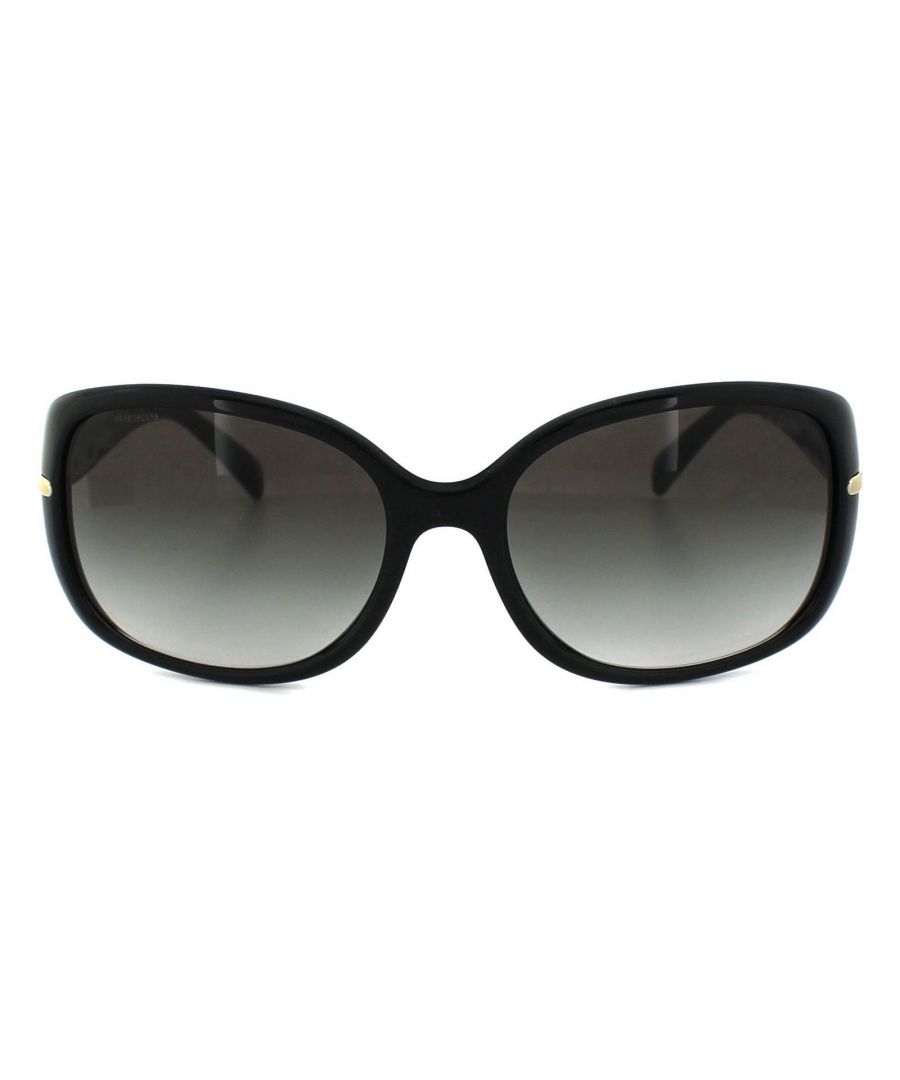 Prada Sunglasses 08OS 1AB0A7 Black Grey Gradient is handmade from high quality Italian acetate in a modern bang up to date version of the classic oversized style. A Prada lettered metal plaque cuts through the front frame to connect with the temple