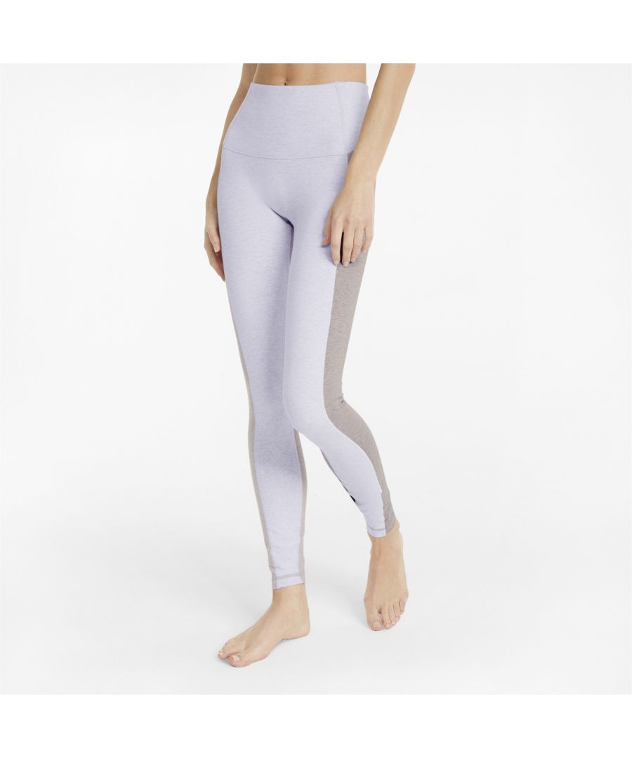 PRODUCT STORY Lend some elegance to your athletic look with these graceful training leggings. The high contoured waistband offers a flattering fit, while the soft heathered finish adds a touch of casual class. Finished with a premium embroidered PUMA Cat Logo, these bottoms bring serene style to the yoga mat and beyond. FEATURES & BENEFITS Recycled Content: Made with at least 20% recycled material as a step toward a better future  DETAILS Internal waistband pocketHigh waist with contoured waistbandEmbroidered mirrored PUMA Cat Logo at back waistbandCotton, recycled cotton and elastane