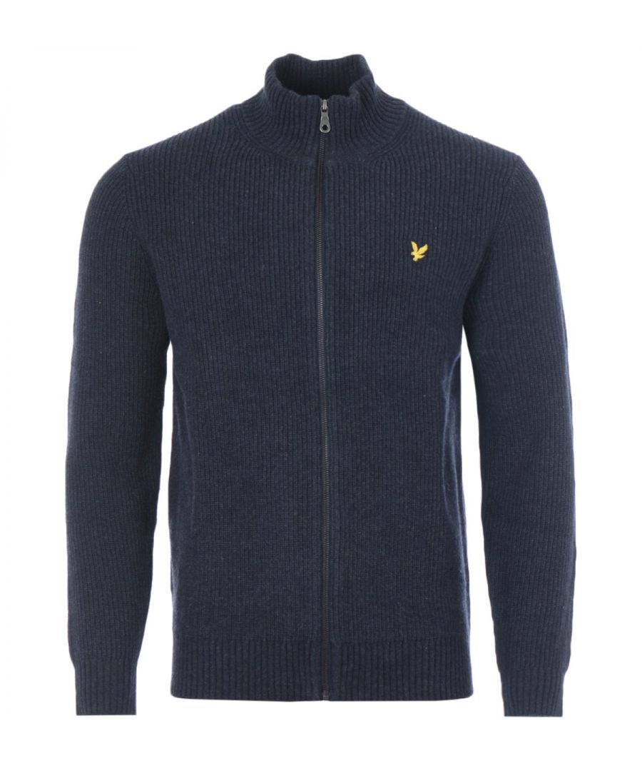 Image for Lyle & Scott Knitted Zip Through Ribbed Cardigan - Navy