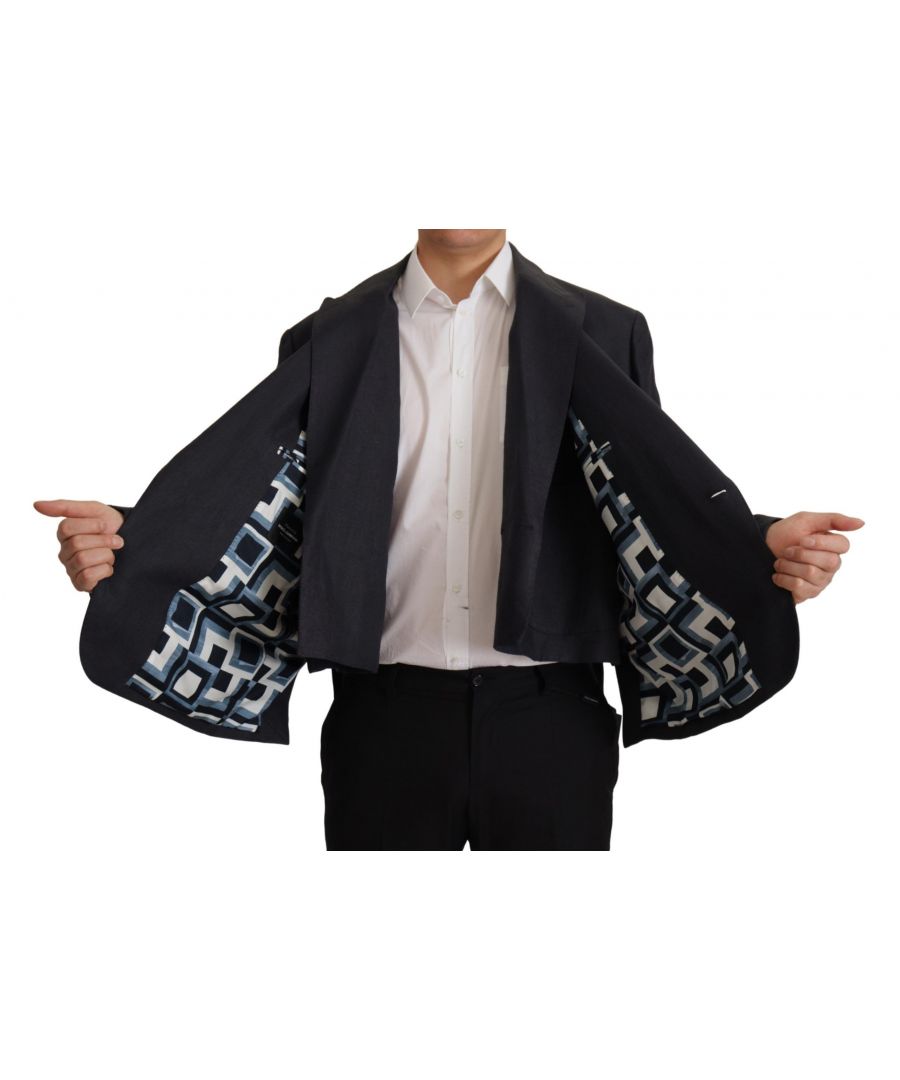 Dolce & Gabbana Blue Linen Formal Mens Blazer Jacket - Size Medium - Image 3